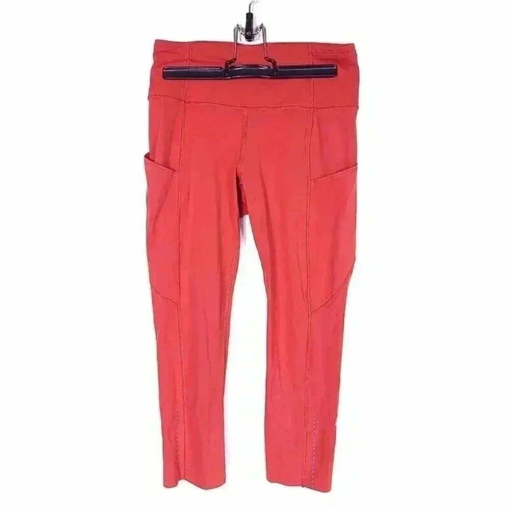Lululemon Fast Free Crop 19" Leggings Terra Cota Mid Rise Pockets Reflective